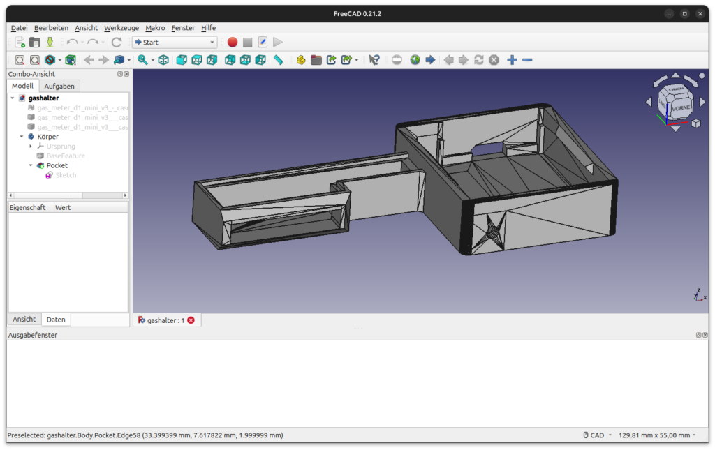 Resultat des Gehäuse in Freecad